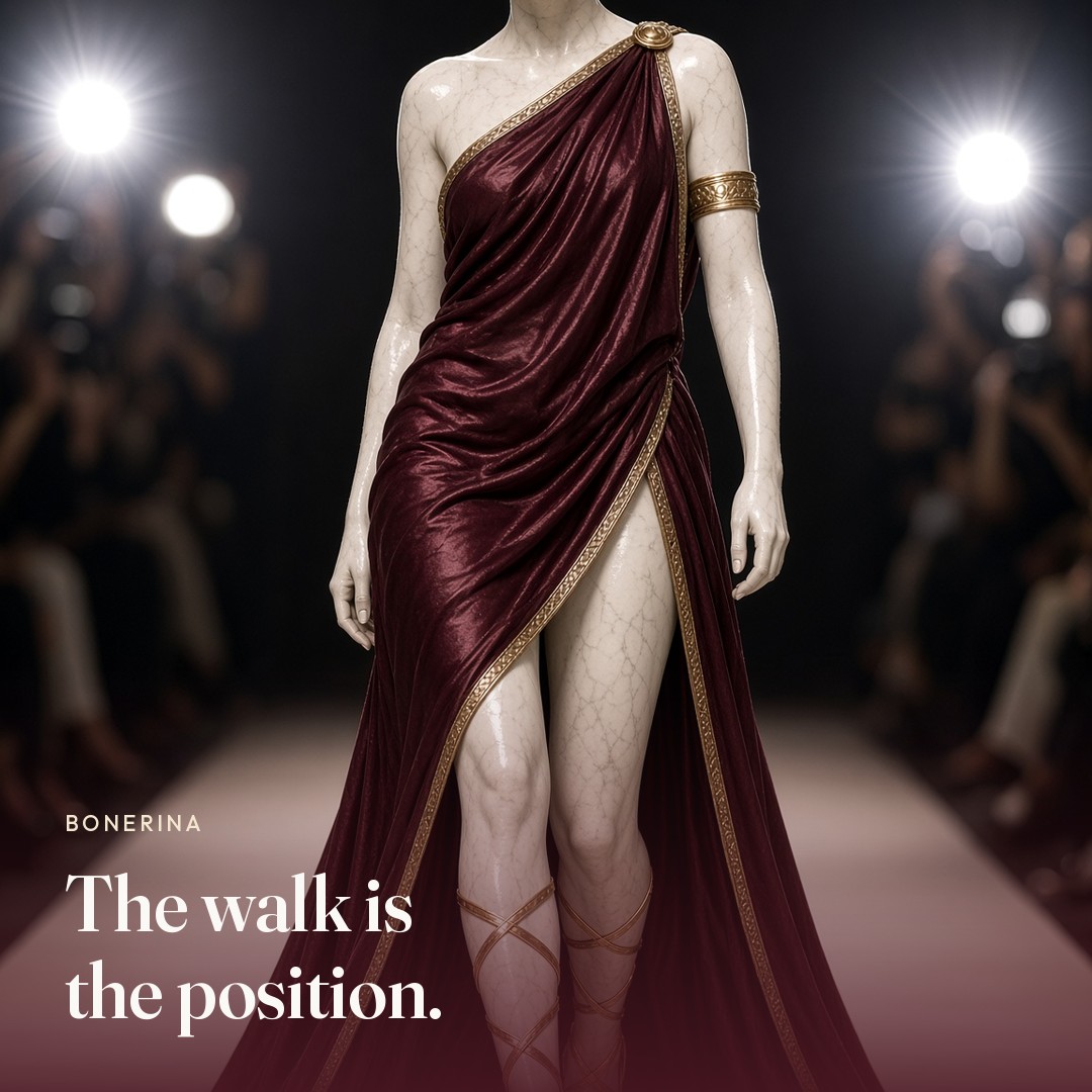 She walks a runway. The picture says the walk is the position.